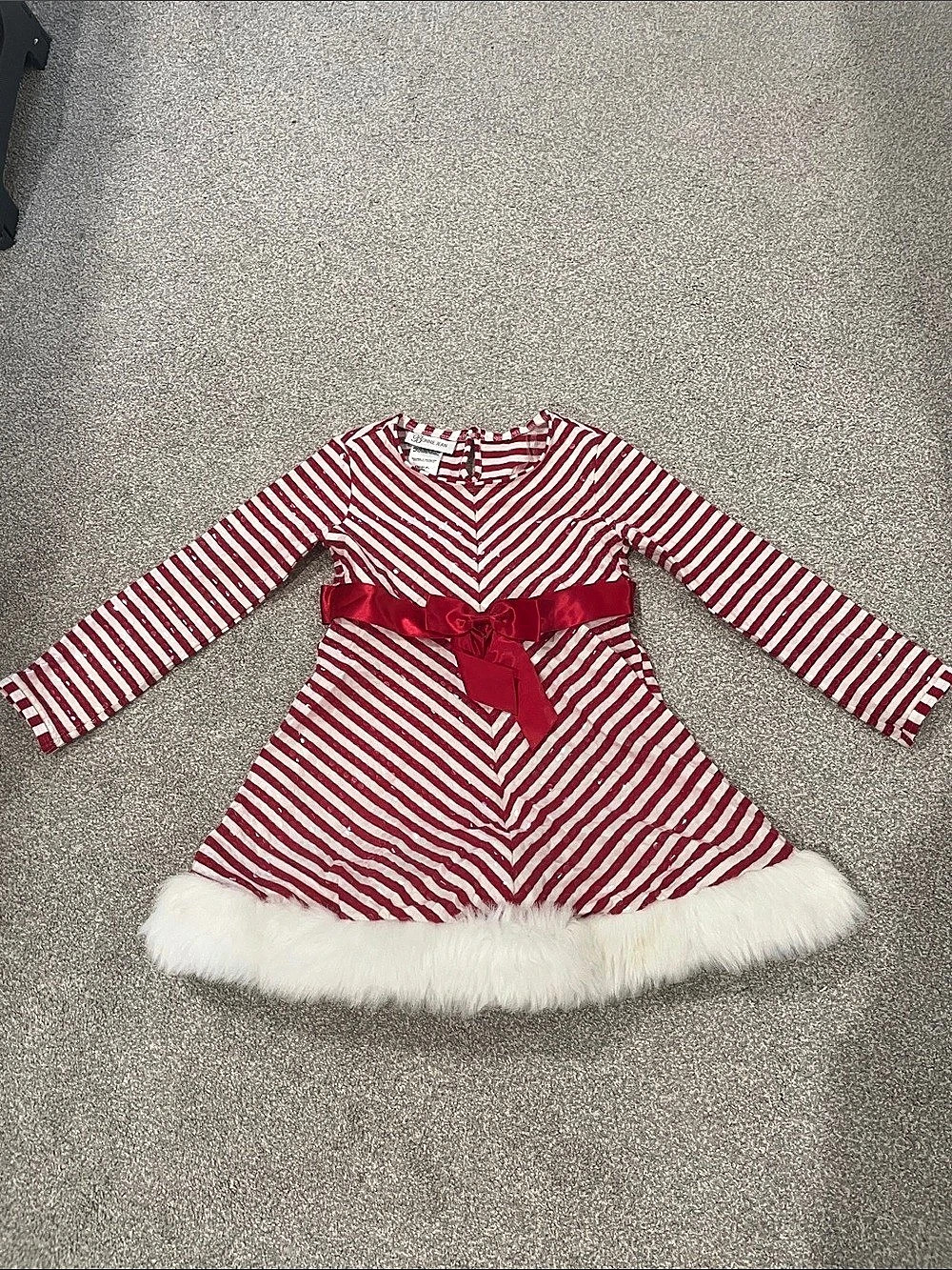 Bonnie Jean Girls Size 6X Red & White Sequin candy Cain